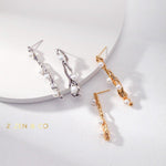 ELOISE Asymmetric dangle earrings with pearls - ZEN&CO Studio