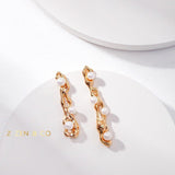 ELOISE Asymmetric dangle earrings with pearls - ZEN&CO Studio