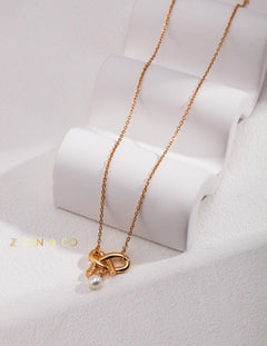 ELSA Cute knot pearl pendant necklace - ZEN&CO Studio