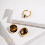 ETISHA stud earrings and open ring - ZEN&CO Studio