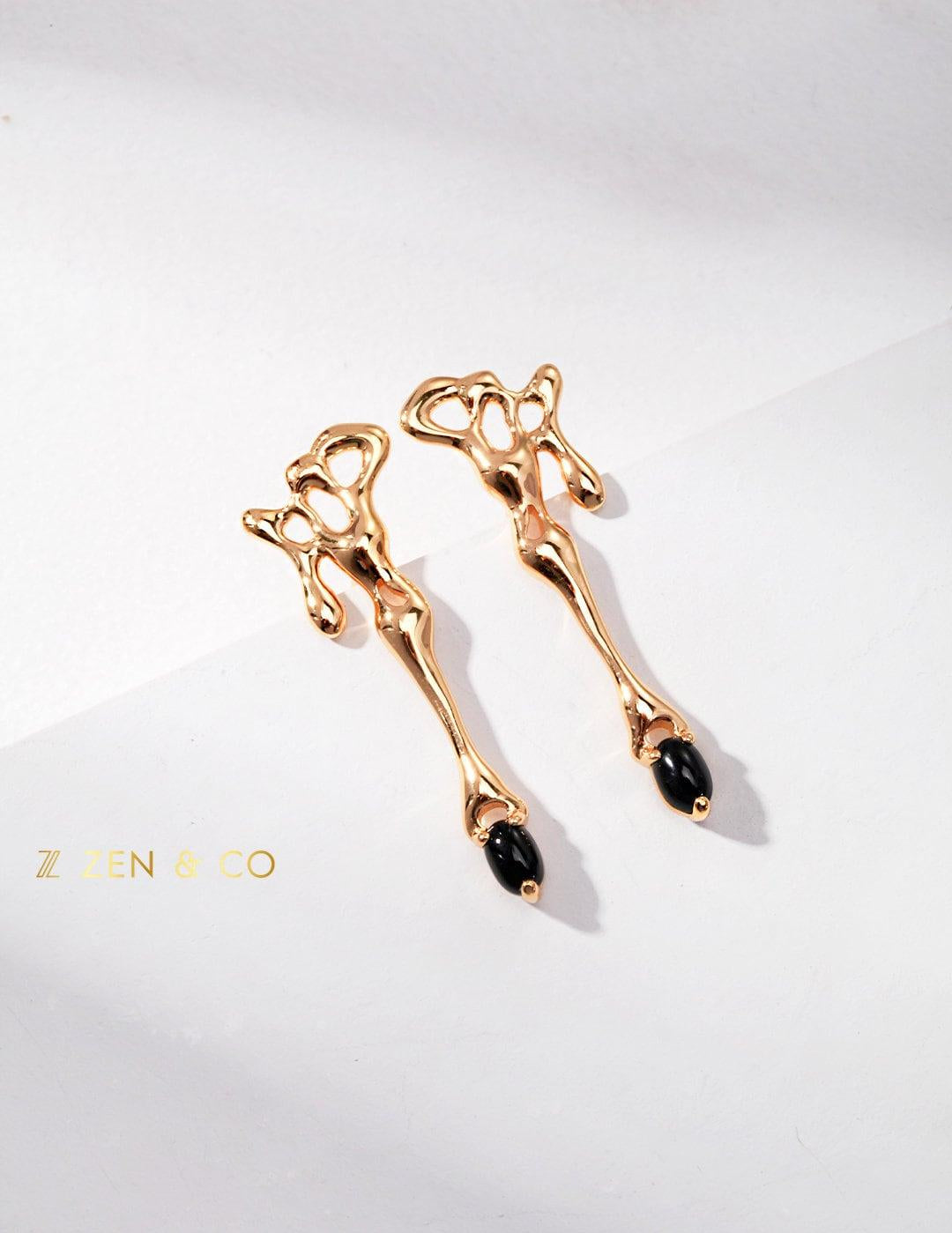 EVELYN Key of Time drop black onyx earrings - ZEN&CO Studio