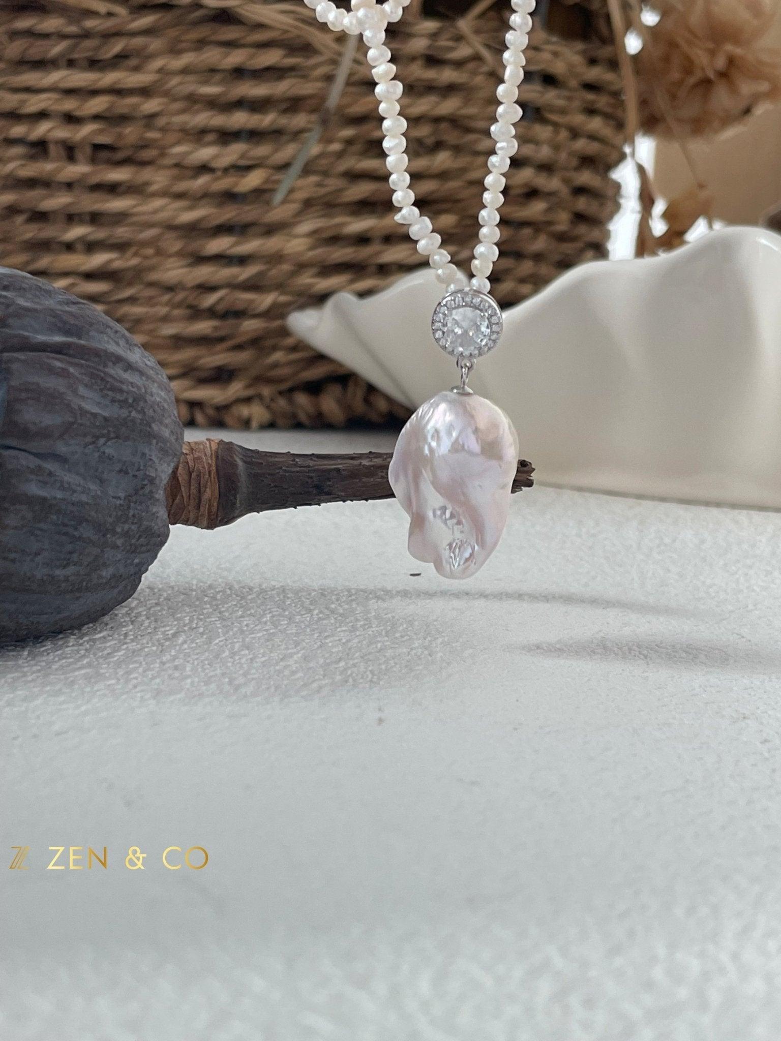 FELICITY Baroque pearl pendant beaded necklace - ZEN&CO Studio