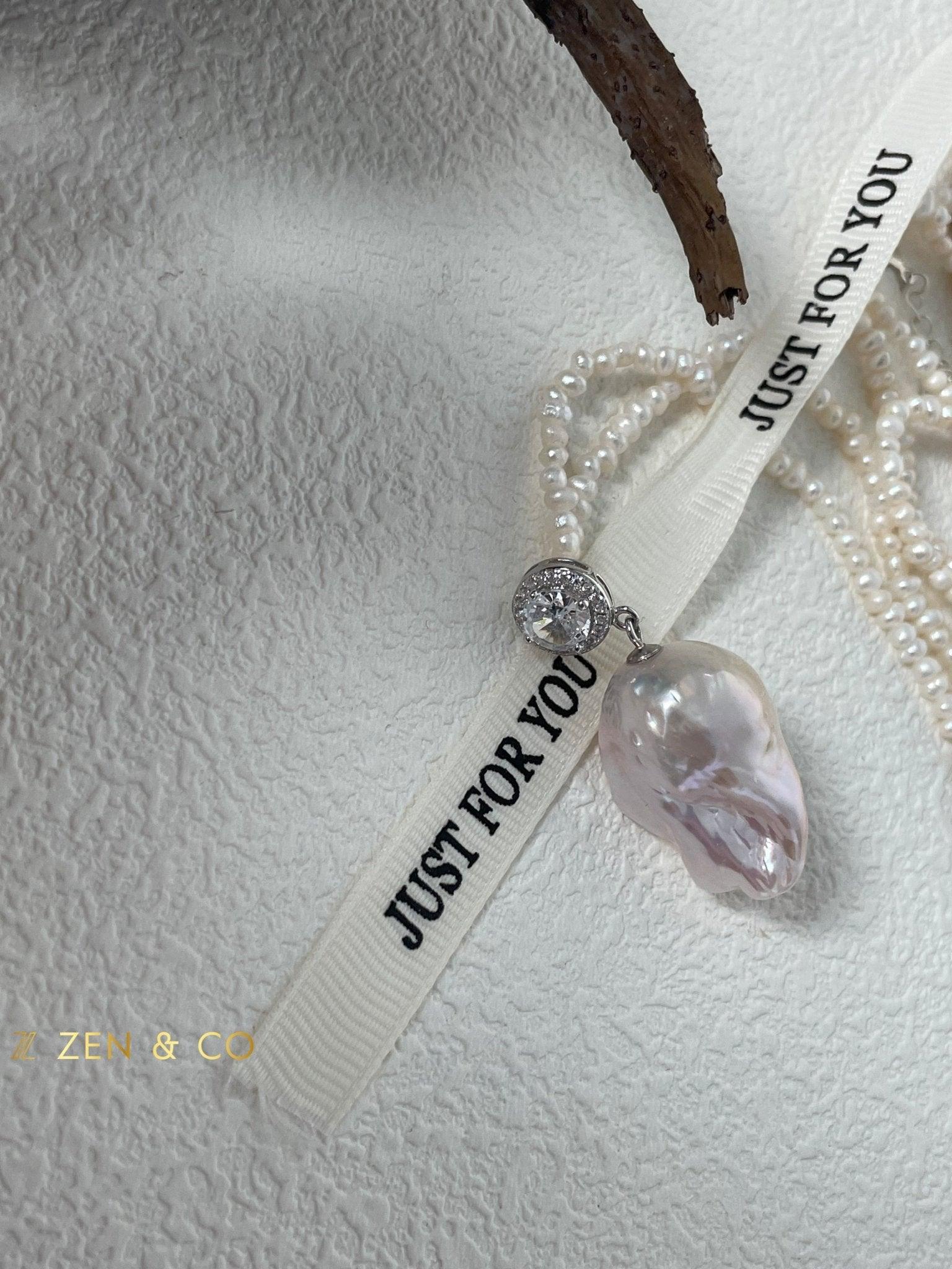 FELICITY Baroque pearl pendant beaded necklace - ZEN&CO Studio