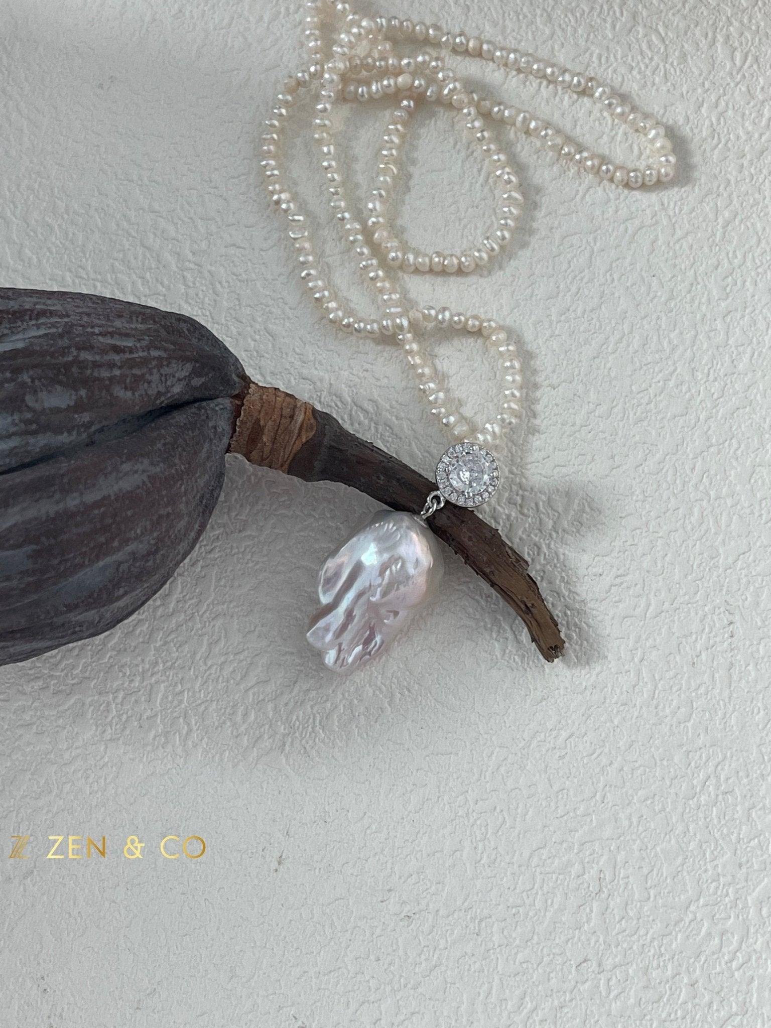 FELICITY Baroque pearl pendant beaded necklace - ZEN&CO Studio