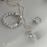 FELICITY Baroque pearl pendant beaded necklace - ZEN&CO Studio