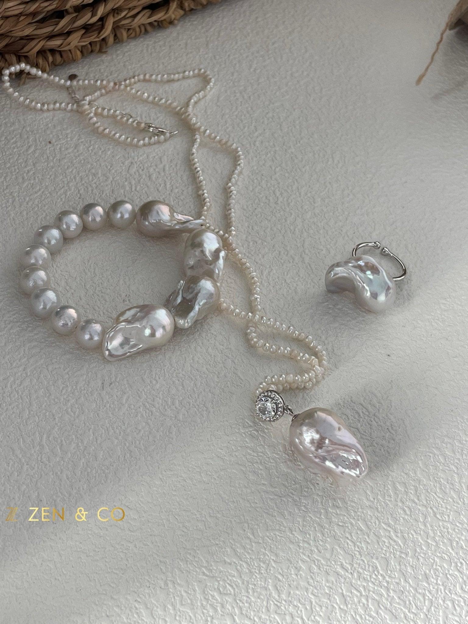 FELICITY Baroque pearl pendant beaded necklace - ZEN&CO Studio