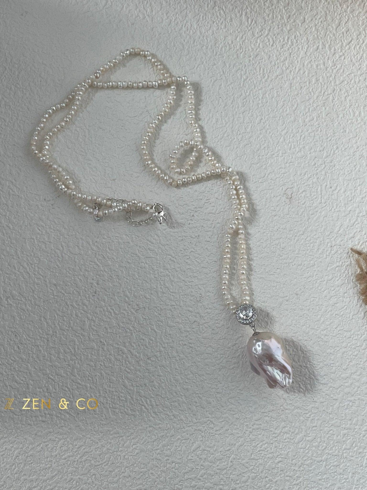 FELICITY Baroque pearl pendant beaded necklace - ZEN&CO Studio