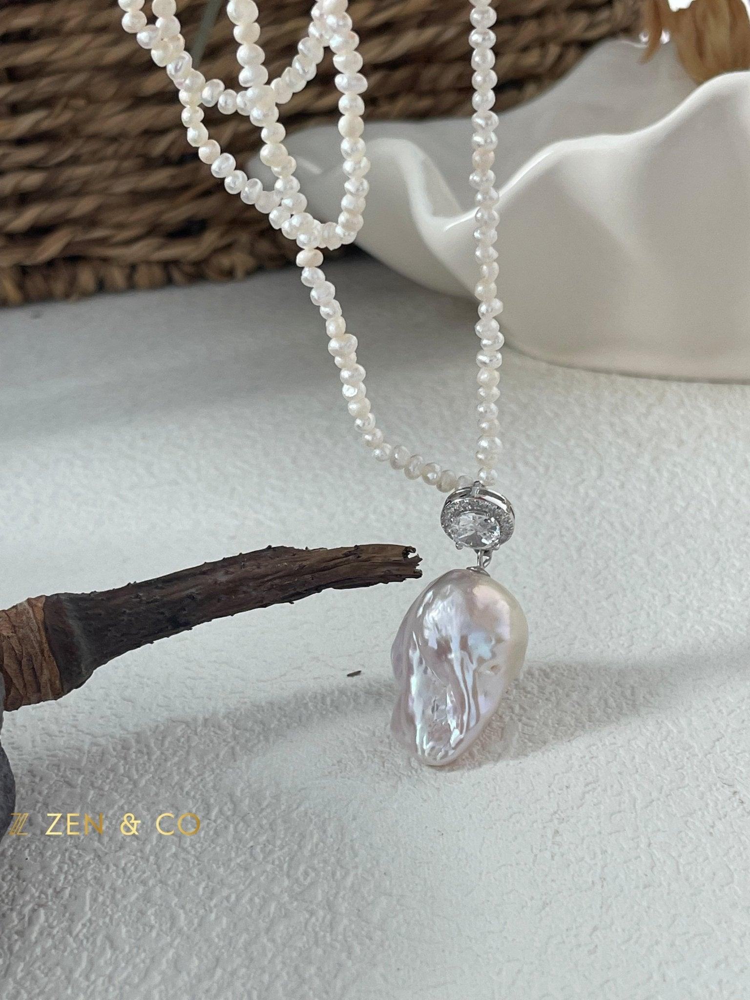 FELICITY Baroque pearl pendant beaded necklace - ZEN&CO Studio