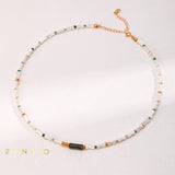 FERAY mother of pearl and moss agate chocker - ZEN&CO Studio