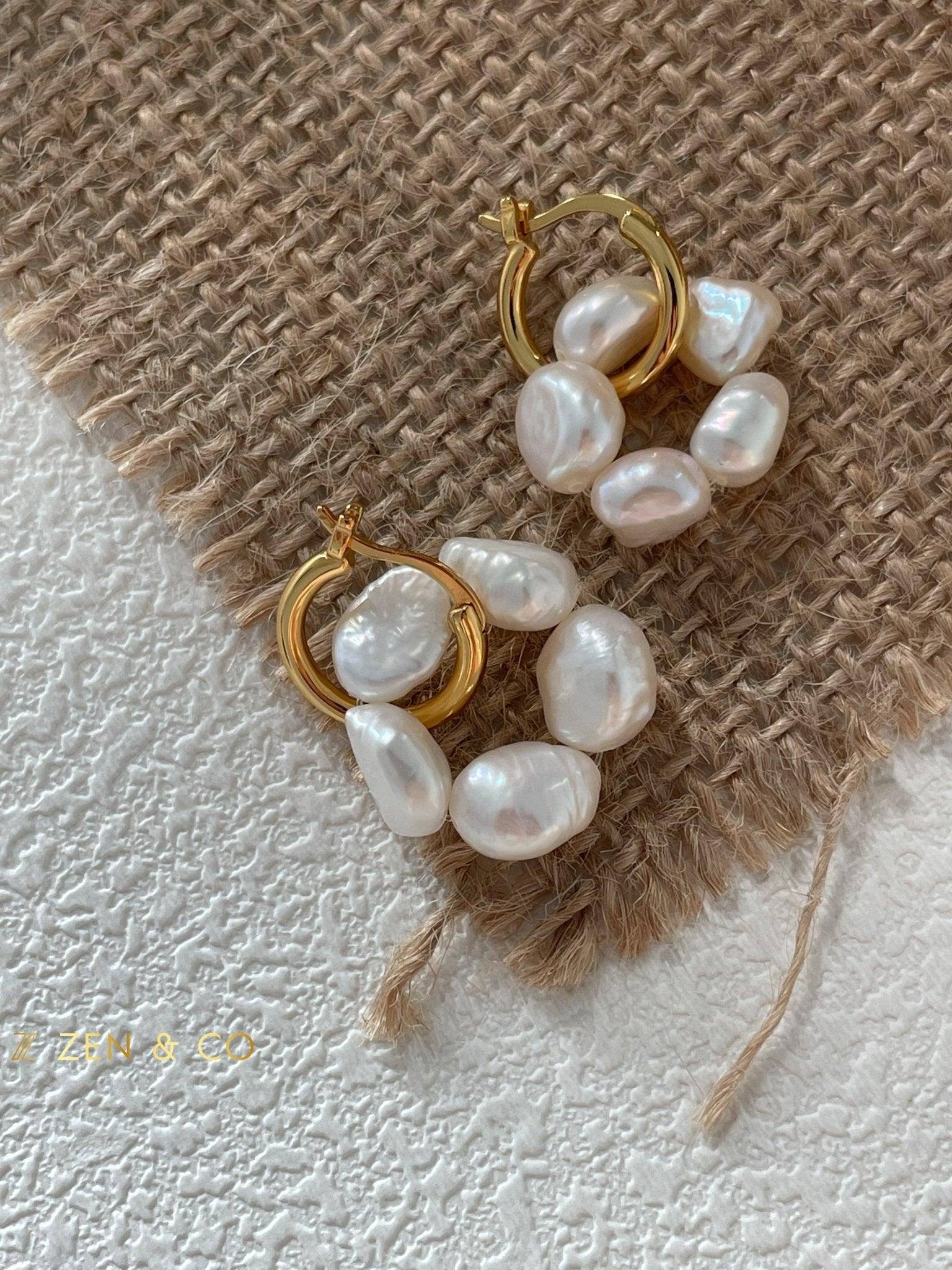 FLOWER POWER Pearl hoop earrings - ZEN&CO Studio