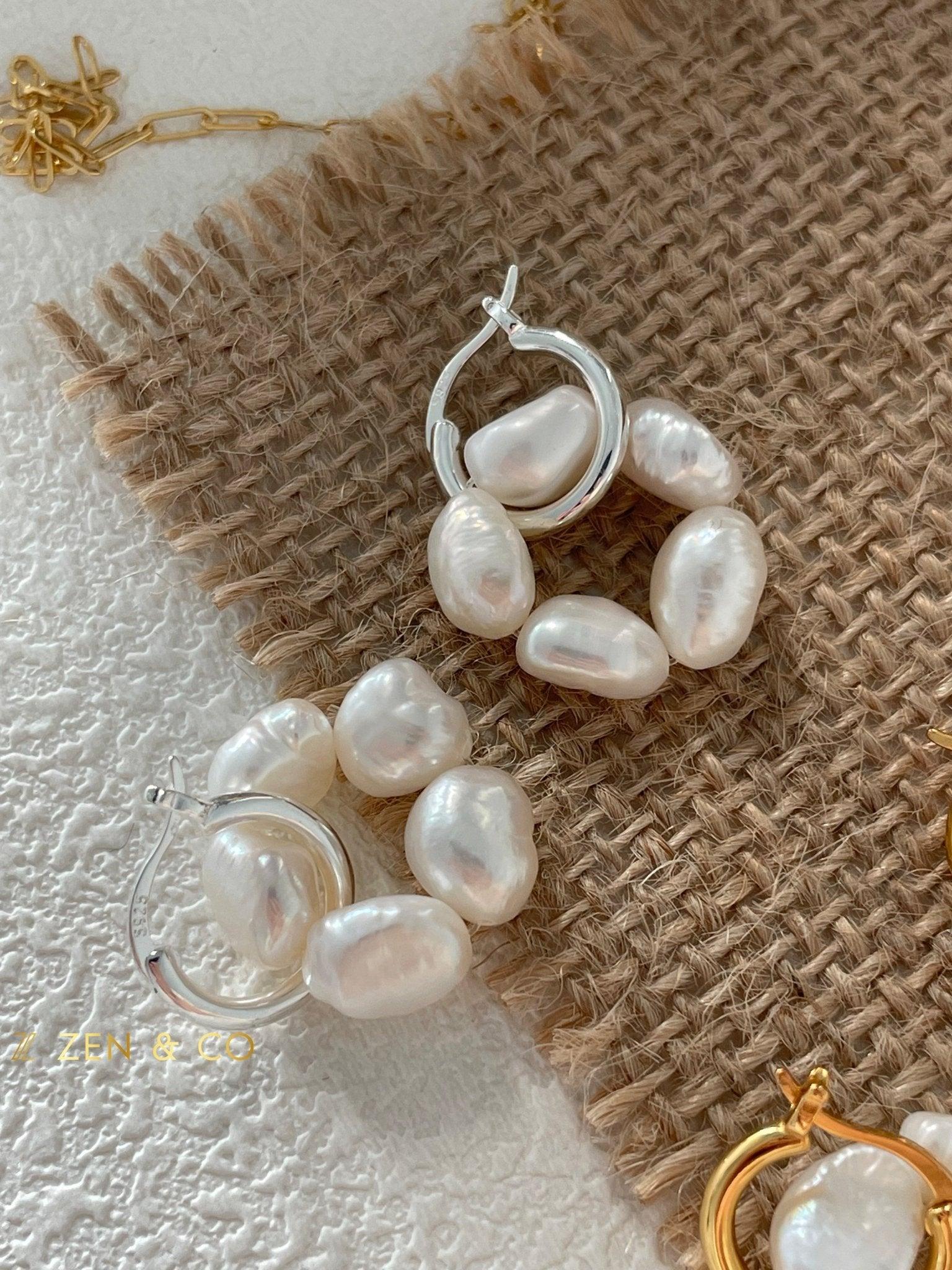 FLOWER POWER Pearl hoop earrings - ZEN&CO Studio