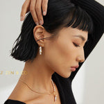 GAIA Dainty Baroque pearl asymmetric earrings and open ring - ZEN&CO Studio