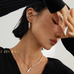 GAIA Dainty Baroque pearl asymmetric earrings and open ring - ZEN&CO Studio