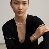 GENEVA Fluid Way of Water pearl necklace and silver pendant necklace - ZEN&CO Studio