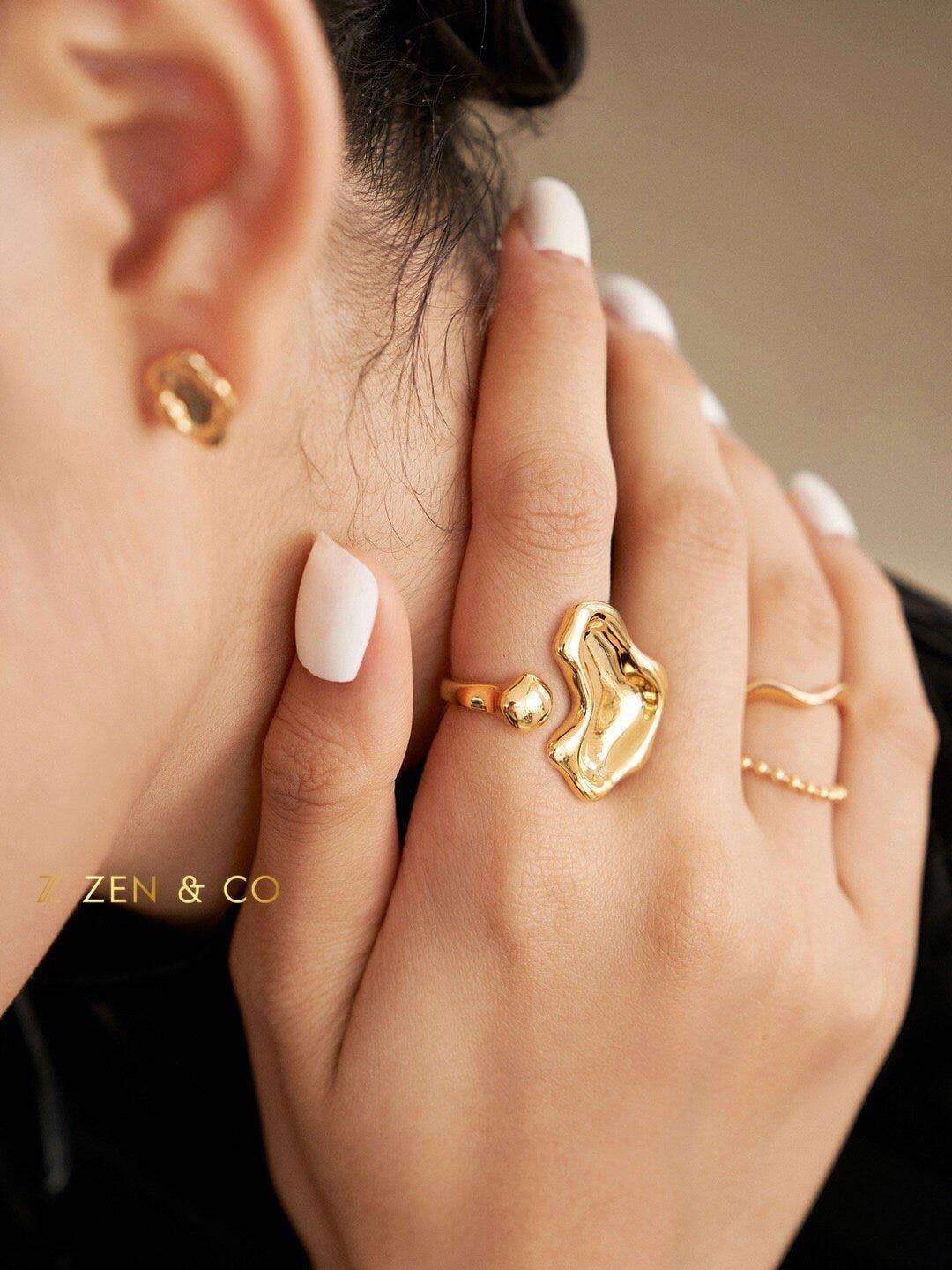 GENEVA Fluid Way of Water Statement open ring - ZEN&CO Studio