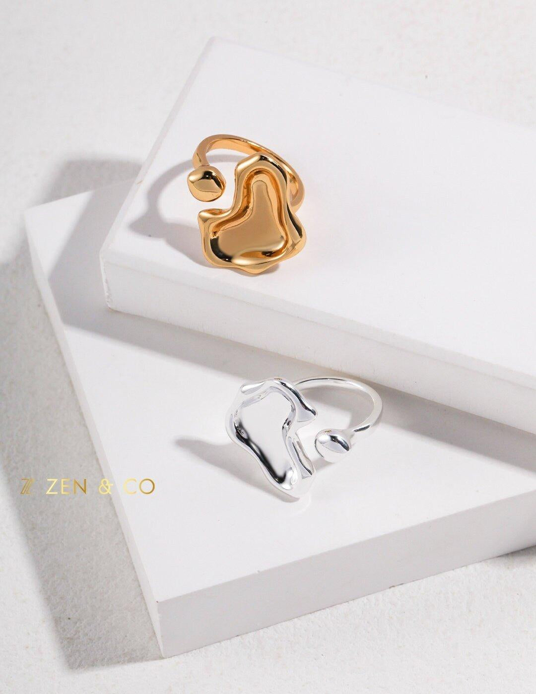 GENEVA Fluid Way of Water Statement open ring - ZEN&CO Studio