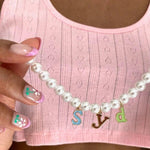 HAILEY Y2K Personalized Nameplate Pearl Necklace - ZEN&CO Studio