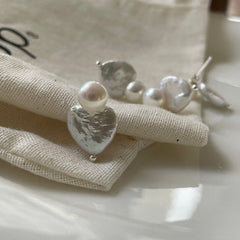 HALLIE Heart Baroque pearl stud earrings - ZEN&CO Studio