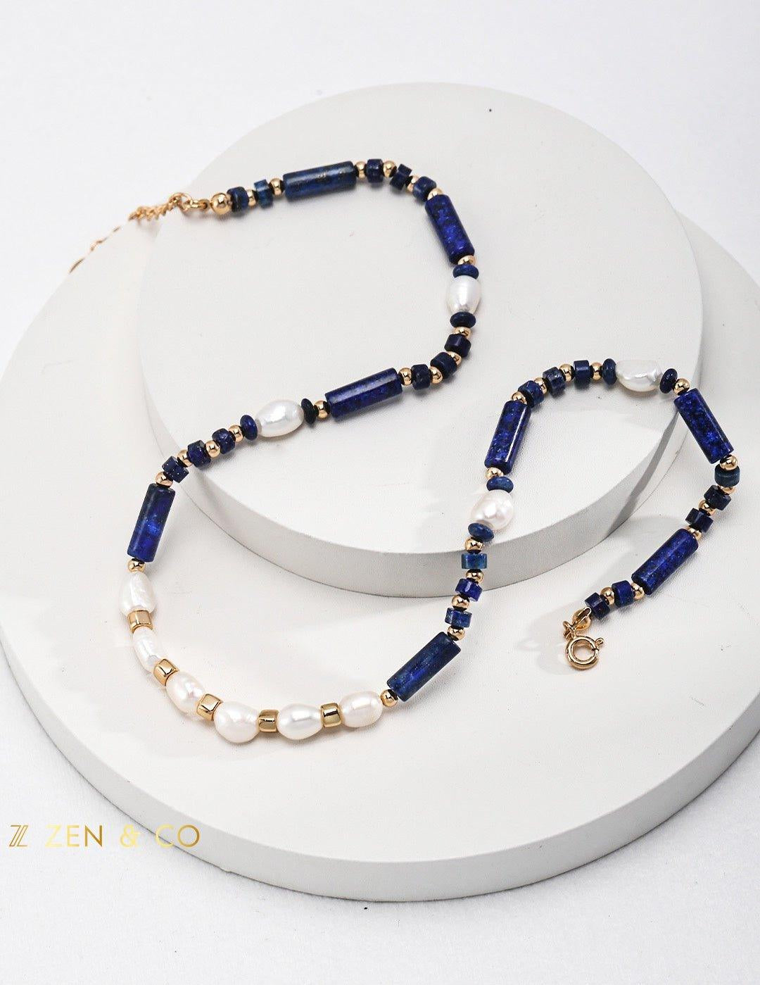 HEMA Lapis Lazuli and Pearl Necklace - ZEN&CO Studio