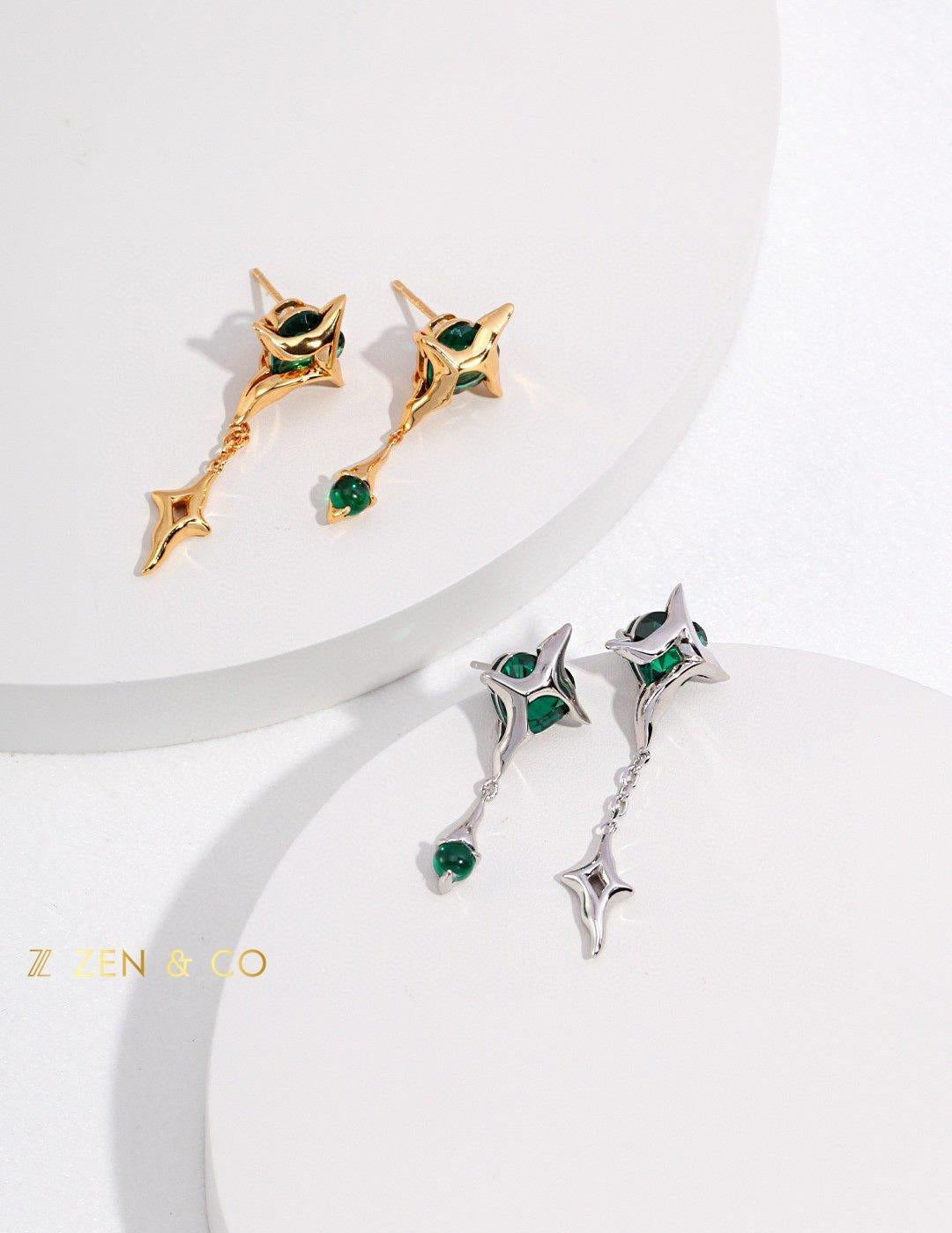 IDIL Asymmetric star earrings with dainty stones - ZEN&CO Studio