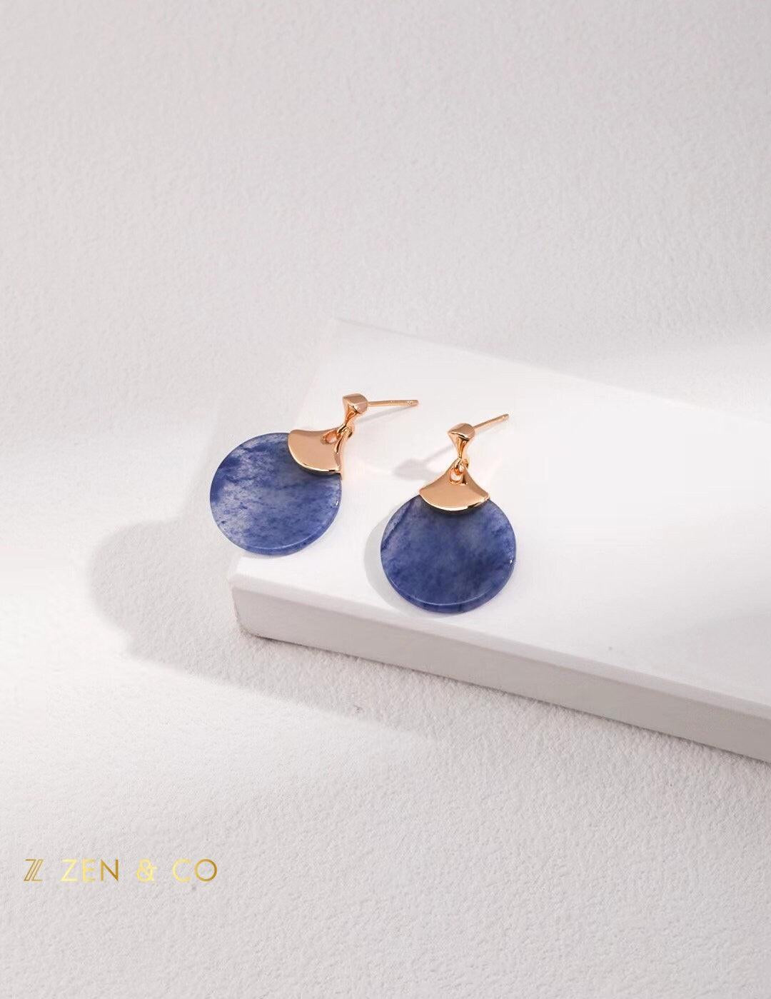 ILOILO Lapis lazuli, pearl and blue jade jewelry set necklace and drop earrings - ZEN&CO Studio