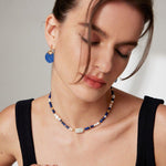 ILOILO Lapis lazuli, pearl and blue jade jewelry set necklace and drop earrings - ZEN&CO Studio