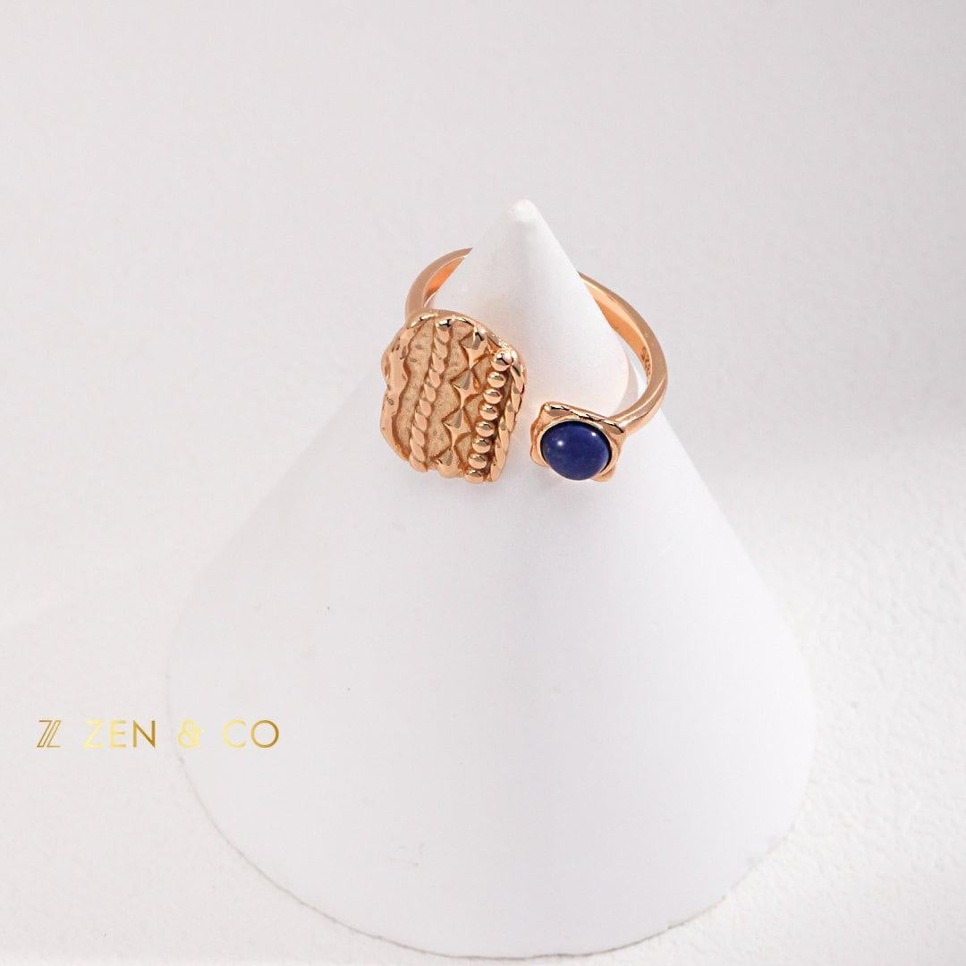 INDIGO Tribe Blue lapis lazuli statement ring Lapis lazuli stone stud earrings - ZEN&CO Studio