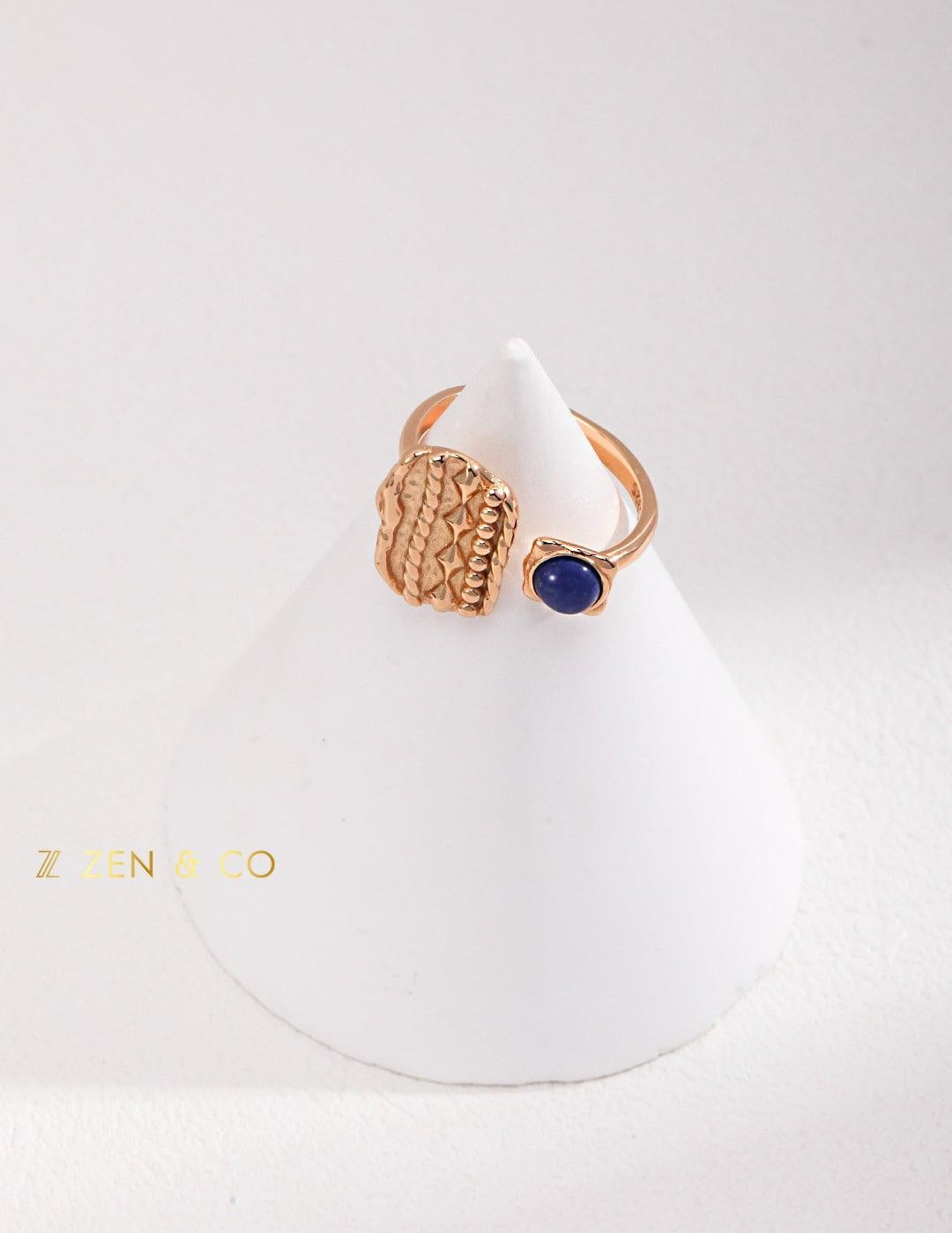 INDIGO Tribe Blue lapis lazuli statement ring Lapis lazuli stone stud earrings - ZEN&CO Studio