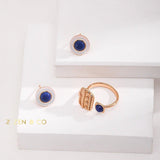 INDIGO Tribe Blue lapis lazuli statement ring Lapis lazuli stone stud earrings - ZEN&CO Studio