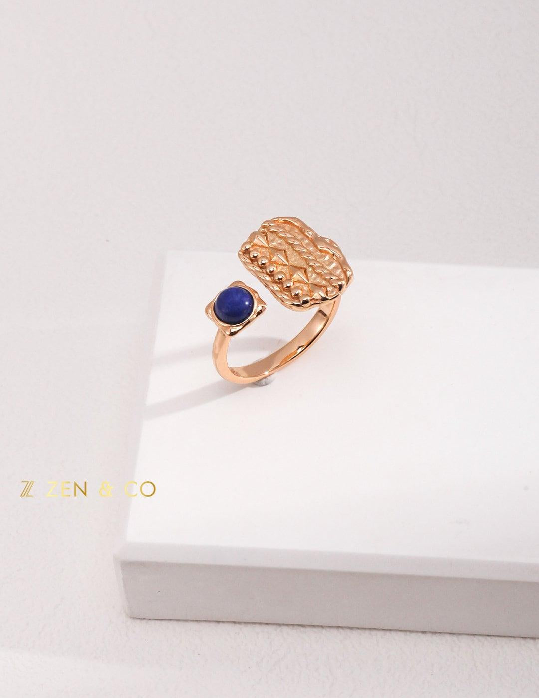 INDIGO Tribe Blue lapis lazuli statement ring Lapis lazuli stone stud earrings - ZEN&CO Studio