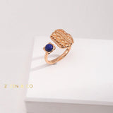 INDIGO Tribe Blue lapis lazuli statement ring Lapis lazuli stone stud earrings - ZEN&CO Studio