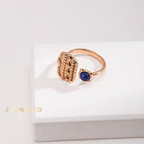 INDIGO Tribe Blue lapis lazuli statement ring Lapis lazuli stone stud earrings - ZEN&CO Studio