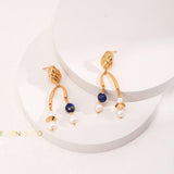 INDIRA Bohemian Gold Lapis lazuli dangle earrings - ZEN&CO Studio