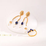 INDIRA Bohemian Gold Lapis lazuli dangle earrings - ZEN&CO Studio