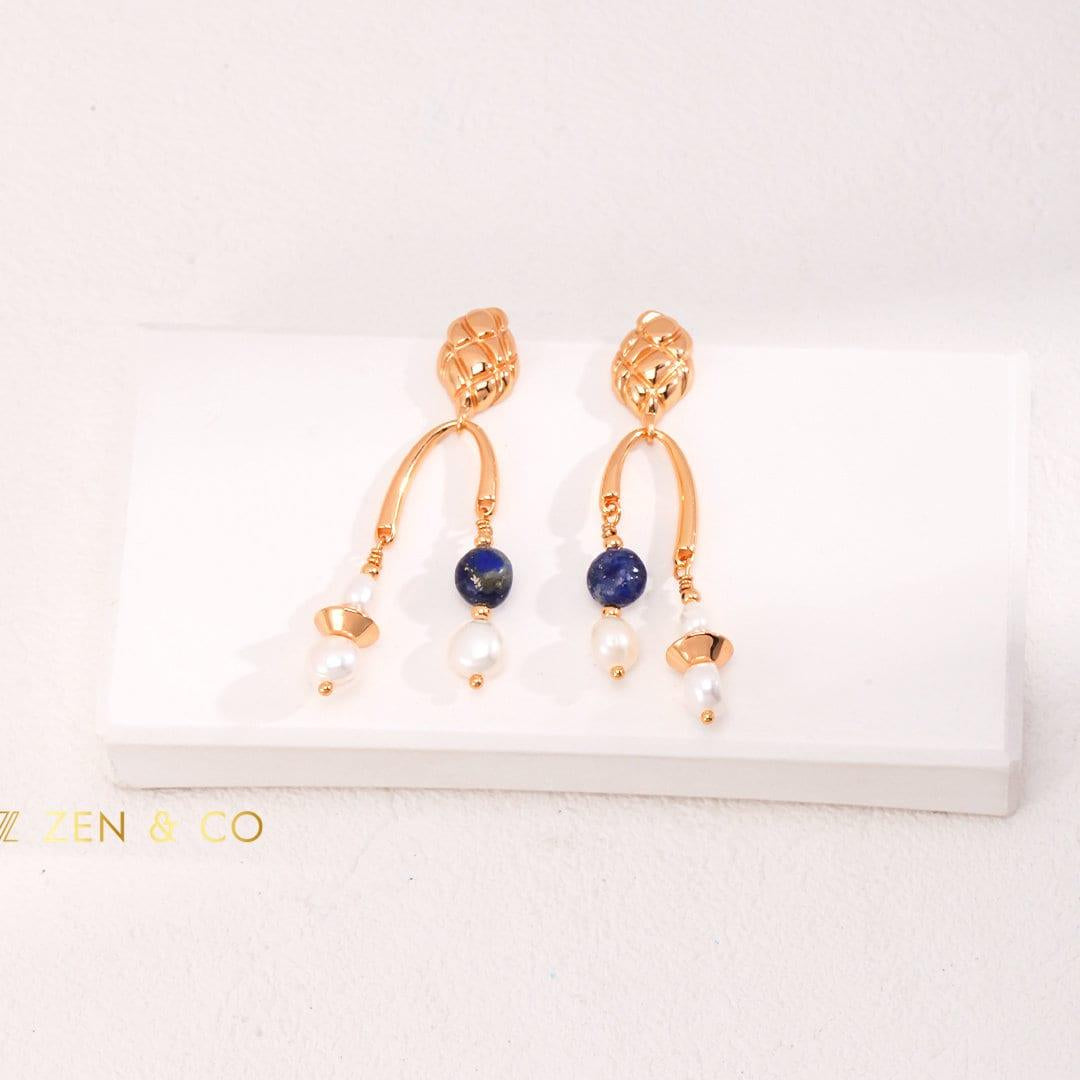 INDIRA Bohemian Gold Lapis lazuli dangle earrings - ZEN&CO Studio