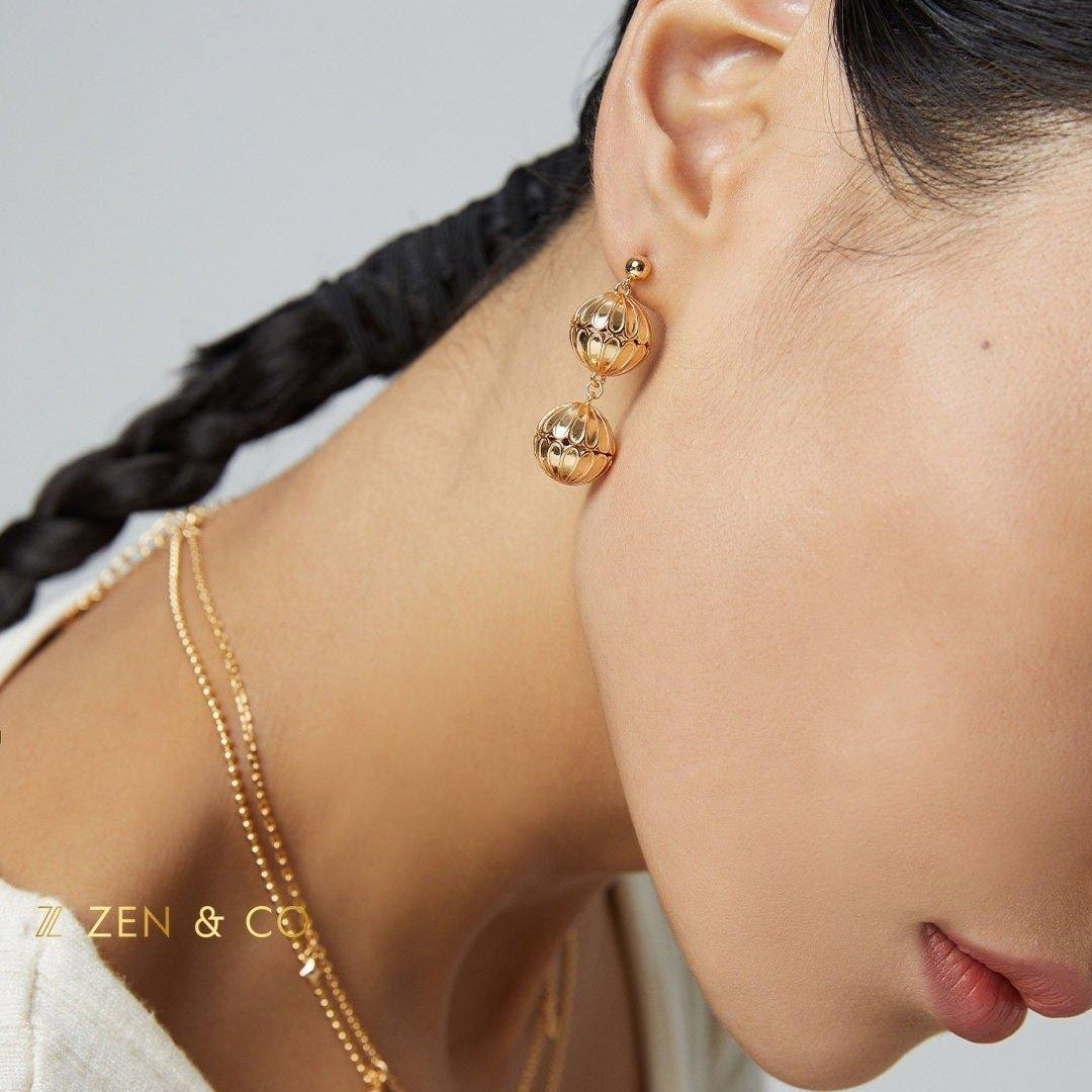 INES Vintage inspired double ball dangle earrings - ZEN&CO Studio