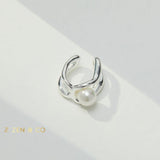 IVY Silver dainty ear cuff with pearl - ZEN&CO Studio