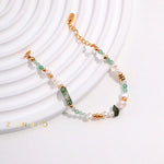 JADE Bohemian Green jade and pearl necklace and friendship bracelet - ZEN&CO Studio