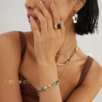 JADE Bohemian Green jade and pearl necklace and friendship bracelet - ZEN&CO Studio