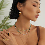 JADE Bohemian Green jade and pearl necklace and friendship bracelet - ZEN&CO Studio