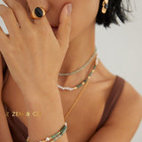 JADE Bohemian Green jade and pearl necklace and friendship bracelet - ZEN&CO Studio