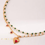 JEYDA Pearl and dainty green stone choker - ZEN&CO Studio