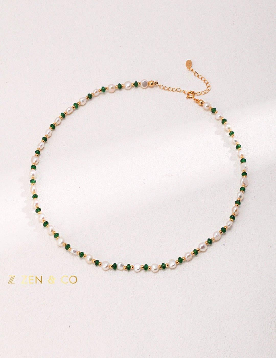 JEYDA Pearl and dainty green stone choker - ZEN&CO Studio