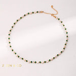 JEYDA Pearl and dainty green stone choker - ZEN&CO Studio