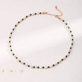 JEYDA Pearl and dainty green stone choker - ZEN&CO Studio