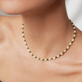 JEYDA Pearl and dainty green stone choker - ZEN&CO Studio