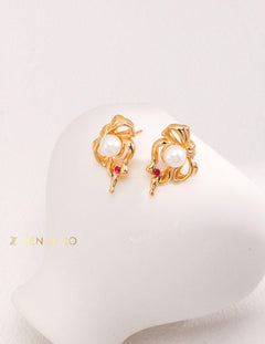 JULIETTE Barbie inspired cute knot pearl stud earrings - ZEN&CO Studio