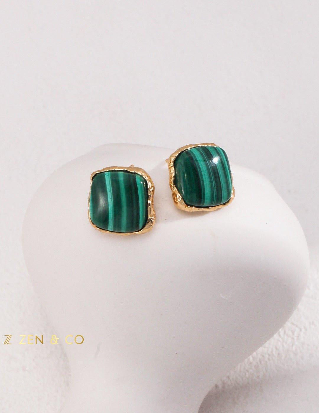 KARMA Malachite Stud Earrings - ZEN&CO Studio