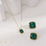 KARMA Malachite Stud Earrings - ZEN&CO Studio