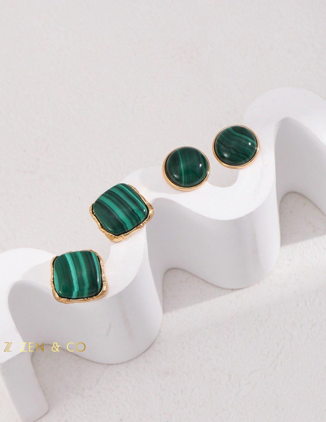 KARMA Malachite Stud Earrings - ZEN&CO Studio